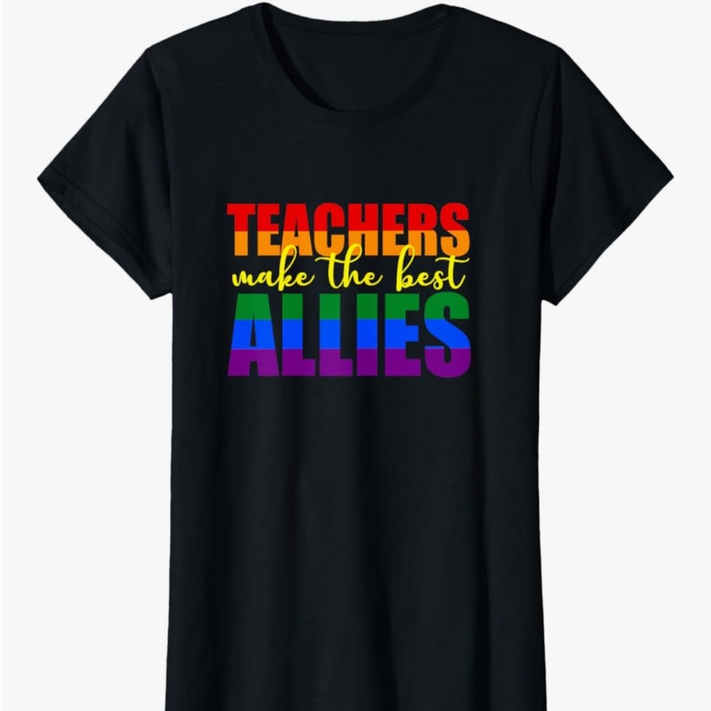 Black Teacher Pride T-Shirt with Rainbow Print